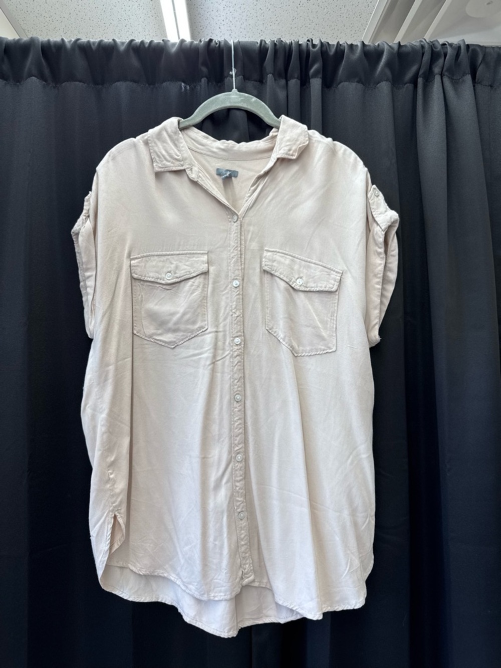 aerie Pale Beige Button-Up Shirt with Chest Pockets